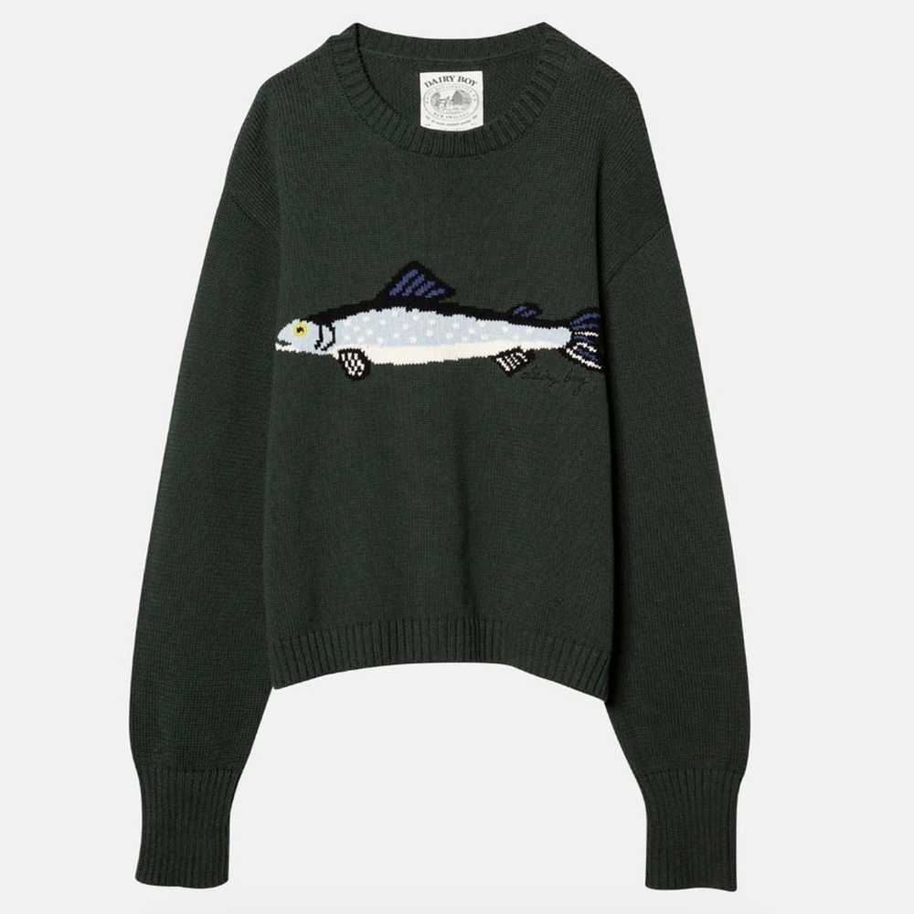 Dairy Boy green fish sweater sold out nwt